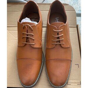 Mens Vostey Brown Leather Oxford Dress Shoes Size 14 With Cap Toe Design & Comfo